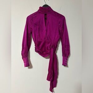Cinq a Sept Jacqueline tuchsia silk blouse XS